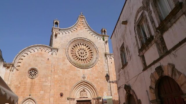Ostuni, Brindisi, Italy, baroque facade of the Cathedral Santa Maria Assunta