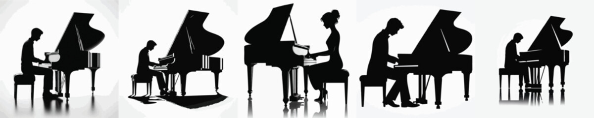 Vector silhouette of person playing piano © FirdianKrisna