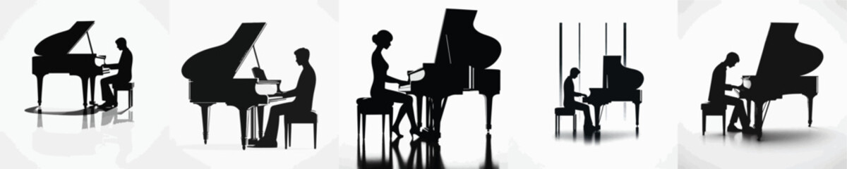Vector silhouette of person playing piano © FirdianKrisna