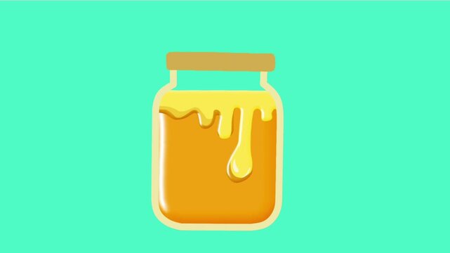 2D Animated Honey Jar with Dripping Honey for Sweet Food Theme