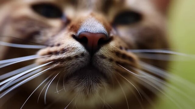 Closeup Of Cat. Detailed Feline Face Portrait. Highresolution Image Highlighting Cat Facial Features