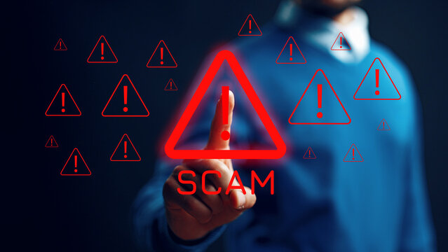 Scam call warning alert shows danger signs to avoid fraudulent messages and calls