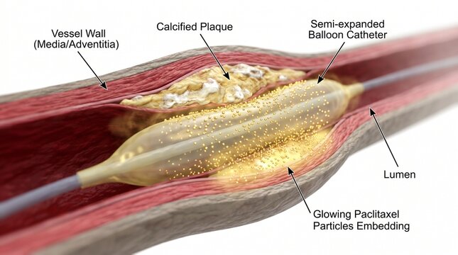 3D Cross-Section of Drug-Coated Balloon (DCB) Angioplasty for Peripheral Artery
