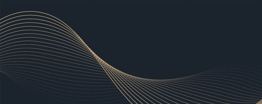 Abstract geometric vector curve lines shape in premium gold color isolated on transtransparent background. Dinamic flowing gold gradient wave pattern. Vector llustration