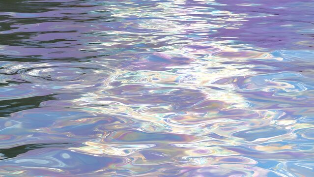 Abstract wallpaper of calm water with an oil-slick opalescent sheen, subtle ripples, pearl and lavender iridescent highlights