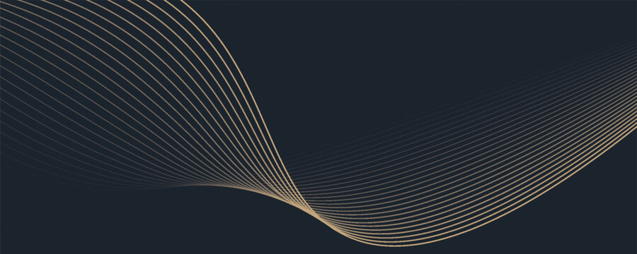Abstract geometric vector curve lines shape in premium gold color isolated on transtransparent background. Dinamic flowing gold gradient wave pattern. Vector llustration