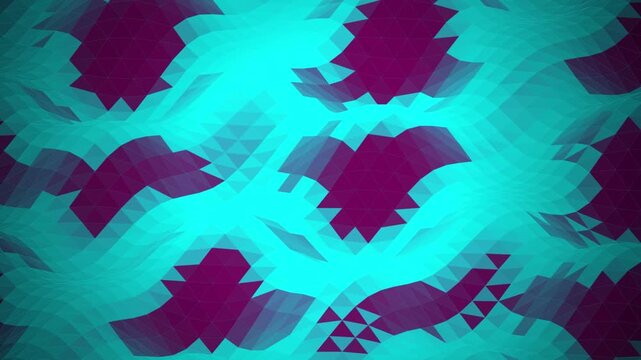 Abstract low poly background with geometric wave pattern in cyan and purple colors