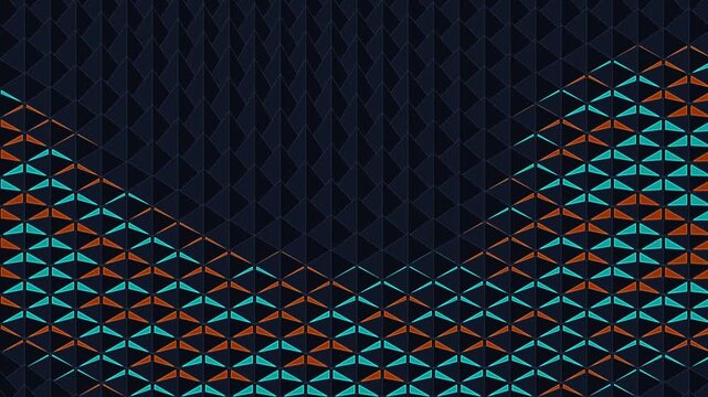 Abstract geometric background with dark blue and orange triangular pattern