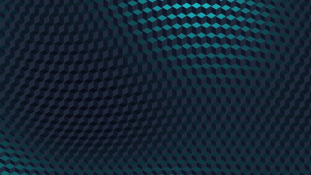 Abstract geometric background with a pattern of dark blue 3d cubes with glowing edges and highlights