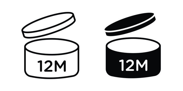 12M icon. Linear icon collection. flat black icons