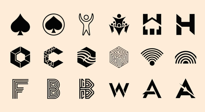 Collection of Modern Minimalist Logo Designs and Icons