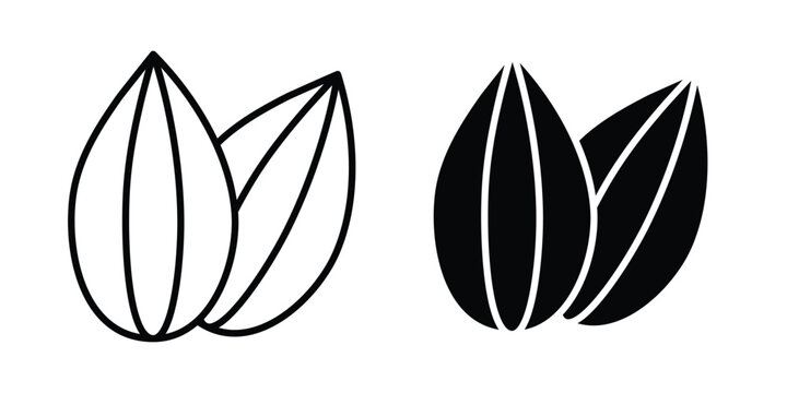 Almond icon. Linear icon collection. flat black icons