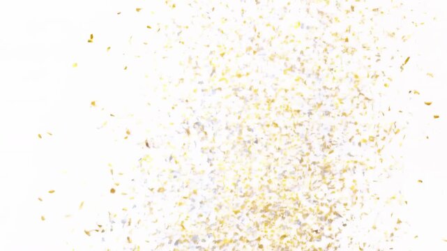 Slow motion of dried herbs falling on a white background
