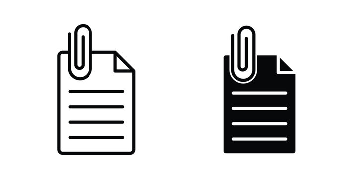 Attach document icon. Linear icon collection. flat black icons