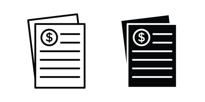 Bills icon. Linear icon collection. flat black icons