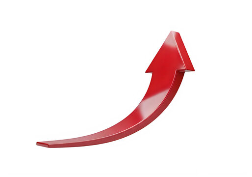 Red upward curved arrow icon isolated on transparent background, isolated on white background, Vector