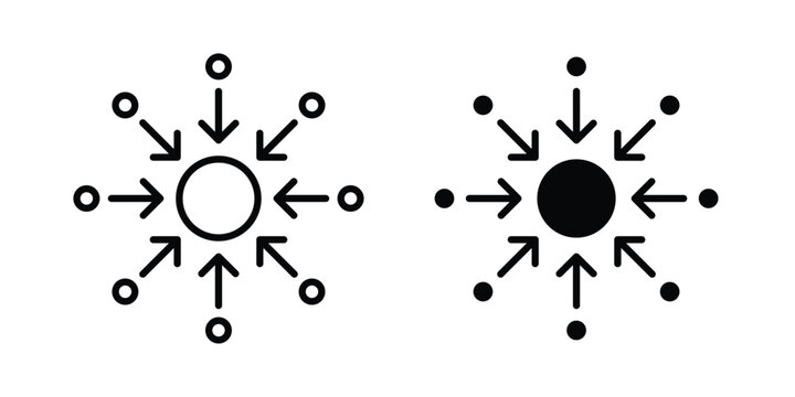 Centralized icon. Linear icon collection. flat black icons