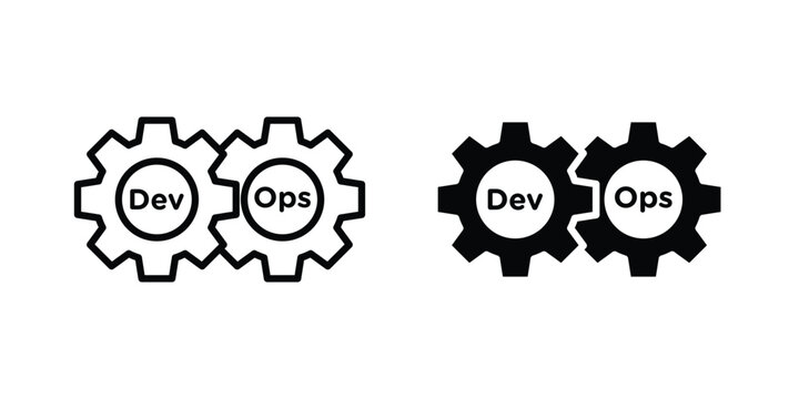 Dev ops icon. Linear icon collection. flat black icons