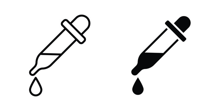 Dropper pipette icon. Linear icon collection. flat black icons