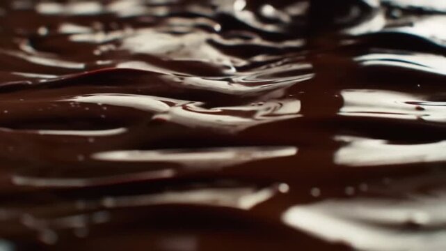 Rippling surface of melted dark chocolate or thick syrup.