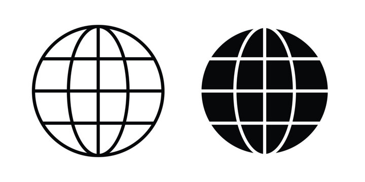 Globe icon. Linear icon collection. flat black icons