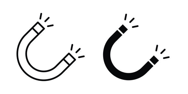 Magnet icon. Linear icon collection. flat black icons