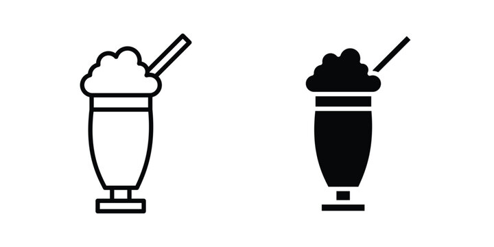 Milk shake icon. Linear icon collection. flat black icons