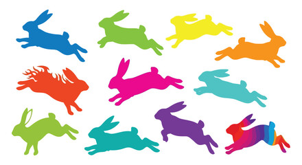 Colorful Rabbit Silhouettes A Vector Illustration Pattern © Sonia512