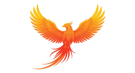 Fototapeta premium Phoenix Illustration With Fiery Orange Wings Against A White Background