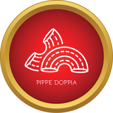 Pippe doppia pasta shape icon representing italian cuisine and food