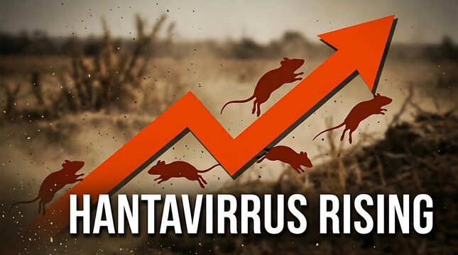 Hantavirus outbreak concept, rising virus graph, rodents transmission