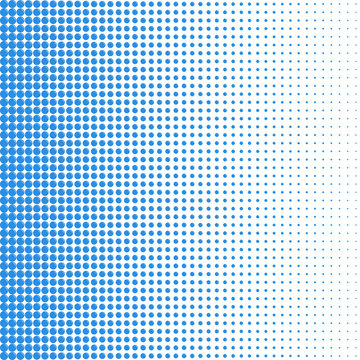 Blue halftone dot gradient background, design for: tech website headers, modern business card backgrounds, creative poster layouts. Transparent PNG version.