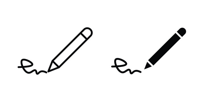 Signature icon. Linear icon collection. flat black icons