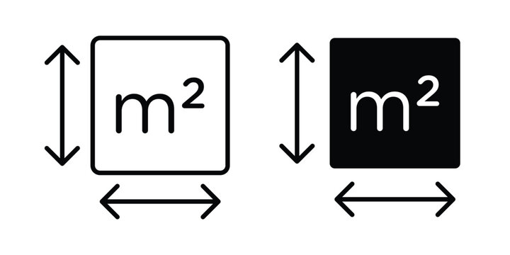 Square Meter icon. Linear icon collection. flat black icons