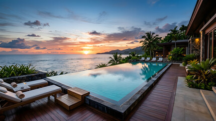 Fototapeta premium pool at sunset