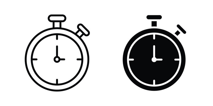 Stop watch icon. Linear icon collection. flat black icons