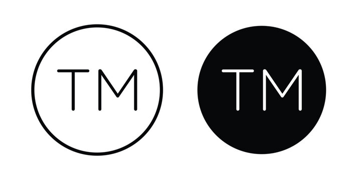 TM trademark icon. Linear icon collection. flat black icons