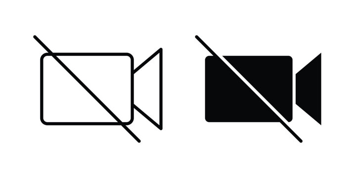 Video off icon. Linear icon collection. flat black icons