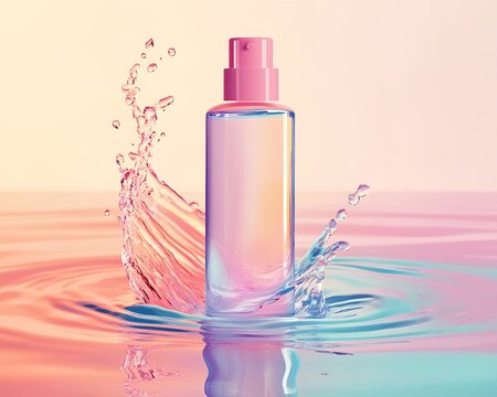 Bright and fresh facewash bottle in an elegant splash of pastel colors