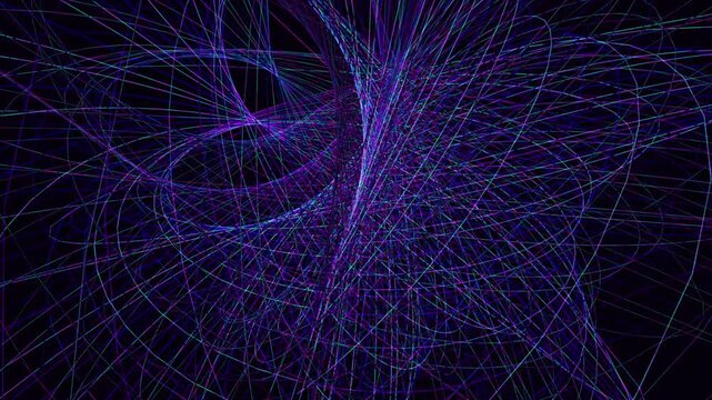 Abstract 4D mathematical surface projected to 3D - seamless 4K loop. Layered glowing wireframe topology for science documentary and research visualization.