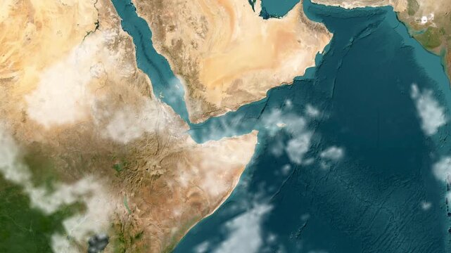 Gulf of Aden Map Animation with Glowing Label 4K
