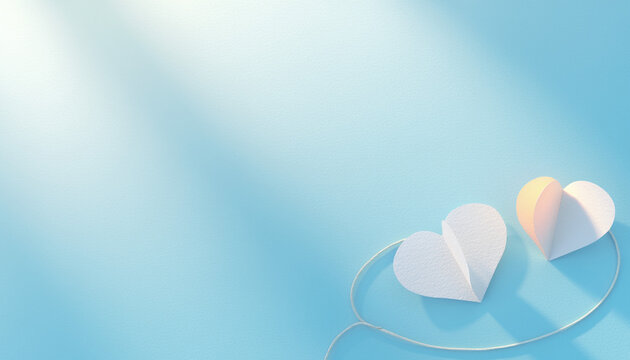 Minimalist White Paper Hearts Linked by a String to Celebrate International Friendship Day