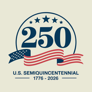 U. S. Semiquincentennial 250th Anniversary Badge with Stars and Stripes Ribbon