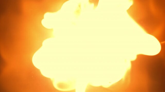 Explosive fireball burst with bright center sfx technician tests Filmed on a high-speed camera at 1000 fps.