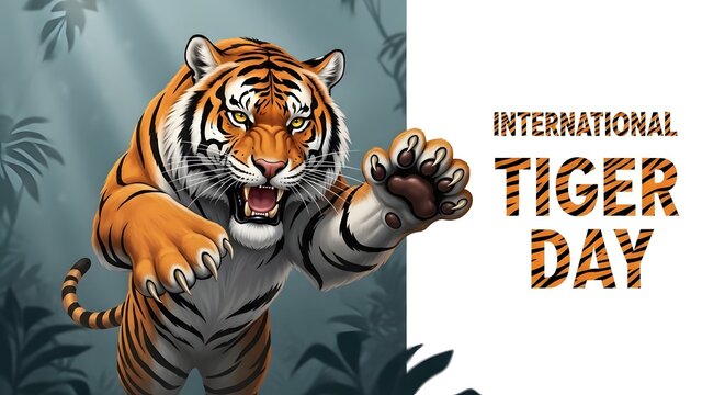 Fierce tiger illustration for international tiger day