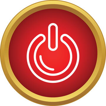 Power symbol icon on a red background with golden outline illustrating technology control