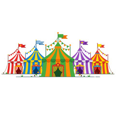 Fototapeta premium Colorful Striped Circus Tents Set