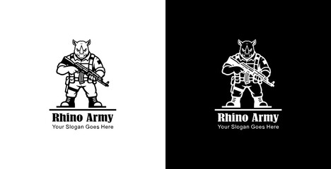 The logo design is a rhinoceros soldier holding an AKM weapon © Yohanes