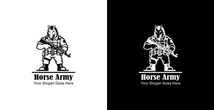 The logo design is a horse soldier holding an AKM weapon