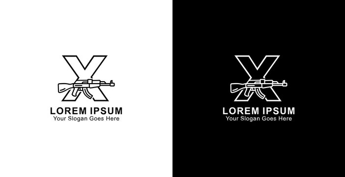 X-shaped logo design combined with AKM weapons